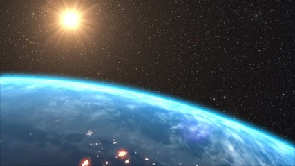 sunrise over the earth, 3d animation. 4k