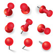 Set of different red pins