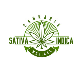 medical cannabis emblem, logo . classic vintage style