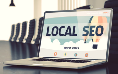 Poster - Landing Page of Laptop with Local SEO Concept. 3D.