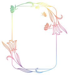 Elegant gradient frame with bluebells. Copy space. Raster clip art.