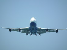 Jumbo Jet  - Boeing 747. Airplane Landing. 