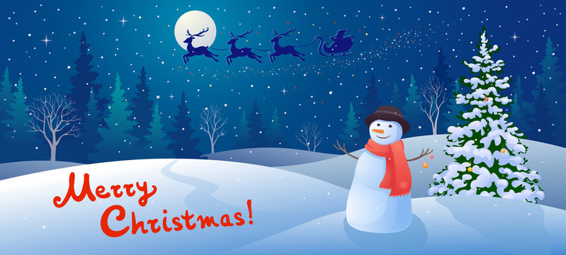 Merry Christmas snow scene