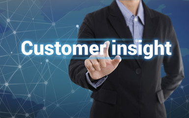 Aufkleber - Businessman hand pressing button customer insight. sign on virtual screen. business concept.