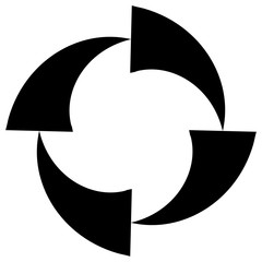 Leinwandbilder - Segmented circle with dynamic lines. Abstract black and white ci