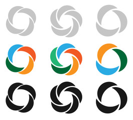 Poster - Modern flat circular icons in 3 version - Segmented circle icons
