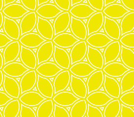 Seamless vector ornament with yellow lemons. Modern geometric pattern with repeating elements