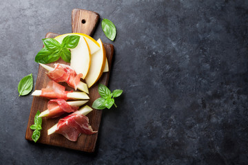 Poster - Fresh melon with prosciutto and basil