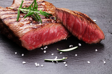 Poster - Grilled beef steak with rosemary, salt and pepper