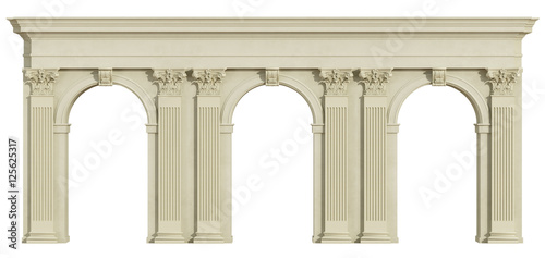 Fotografía Classic colonnade isolated on white