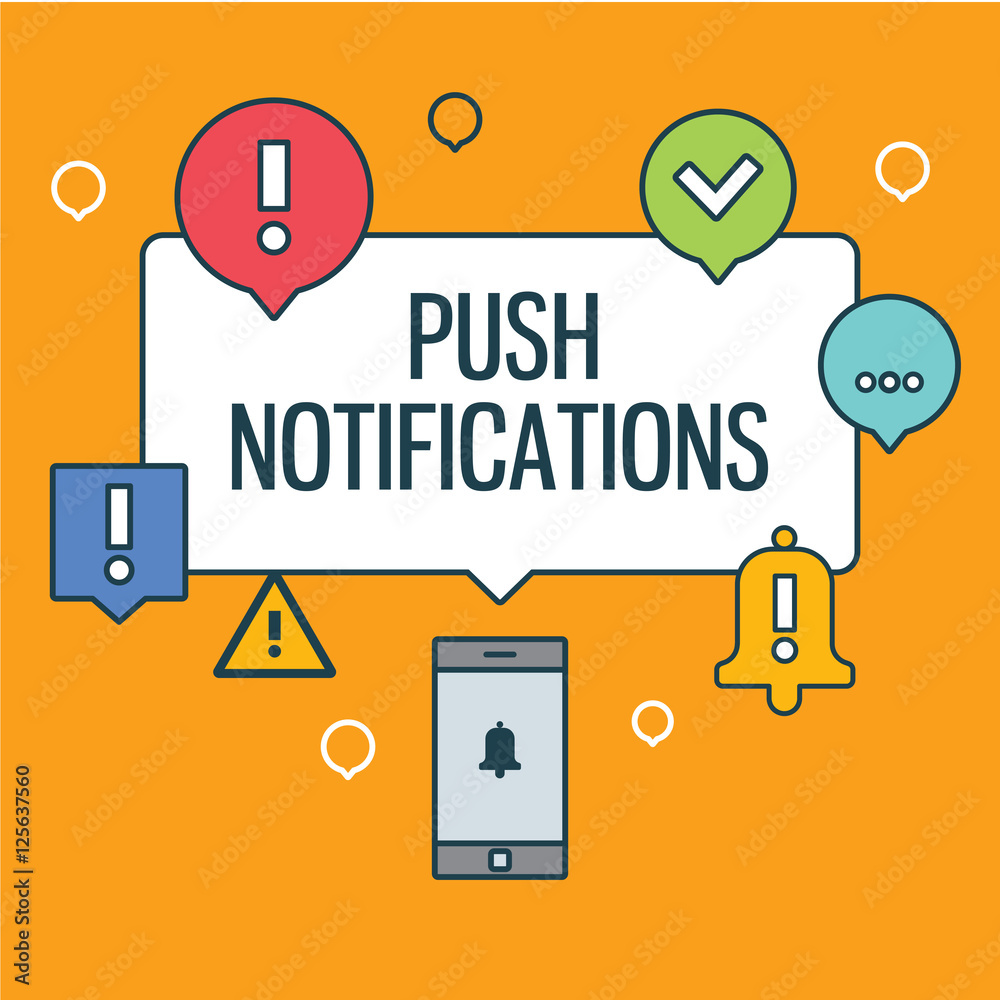 Web push notifications for your website with elements linear icons ...