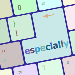 Poster - Computer keyboard key with especially word