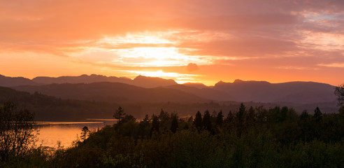 Moody Sunset at Windermere, Lake District National Park, UK