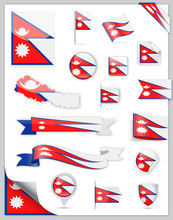 Nepal Flag Set - Vector Collection
