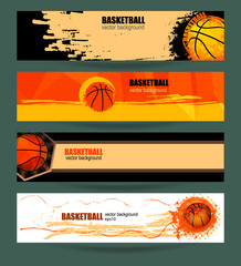 Set basketball banner. Web template. Grunge background polygon. EPS file is layered.