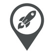 Icono plano localizacion cohete espacial gris