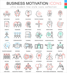 Poster - Vector Business motivation and discipline ultra modern color outline line icons for apps and web design.