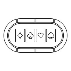 Poker table with playing cards icon. Outline illustration of poker table vector icon for web