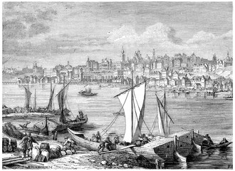 Wall Mural - warsaw, vintage engraving.