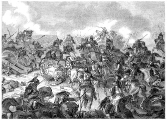 Sticker - Battle of Borodino, vintage engraving.