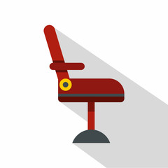 Sticker - Red barber chair icon. Flat illustration of red barber chair vector icon for web isolated on white background