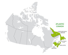 Survey Map Of The Four Canadian Atlantic States, Atlantic Canada