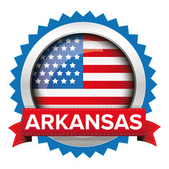 Poster - Arkansas and USA flag badge vector