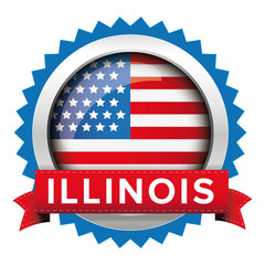 Poster - Illinois and USA flag badge vector