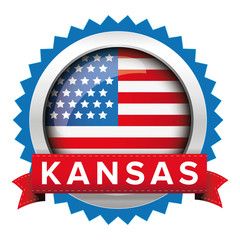 Poster - Kansas and USA flag badge vector