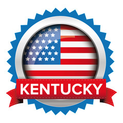 Poster - Kentucky and USA flag badge vector