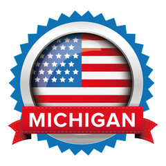 Poster - Michigan and USA flag badge vector
