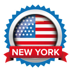 Poster - New York and USA flag badge vector