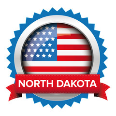 Poster - North Dakota and USA flag badge vector