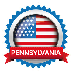 Poster - Pennsylvania and USA flag badge vector