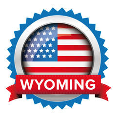 Poster - Wyoming and USA flag badge vector