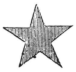 Wall Mural - red star, vintage engraving.