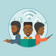Poster - Businessmen taking part in global business.