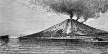 The Volcano In Banda, Vintage Engraving.