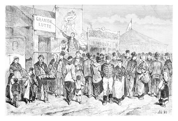 Wall Mural - kermesse festival, vintage engraving