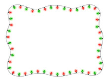 Christmas Holiday Red And Green Lights In A Frame Shape Flat Vector 