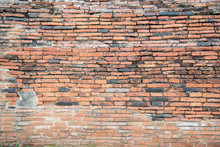 Ancient Old Red Brick Grunge Wall Fragment Background, Texture,