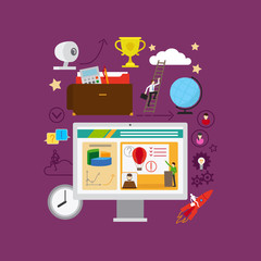Aufkleber - Vector conceptual illustration. Online education or distant learning options