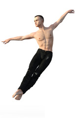 3d render of a modern male dancer isolated on white background