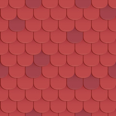 Shingles roof seamless pattern. Red color. Classic style. Vector illustration