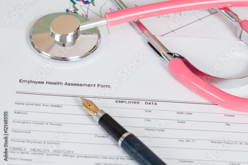 Close Up Employee Health Assessment Form And Stethoscope Buy This Stock Photo And Explore Similar Images At Adobe Stock Adobe Stock
