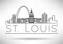 Minimal St. Louis City Linear Skyline With Typographic Design