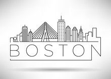 Minimal Boston City Linear Skyline With Typographic Design