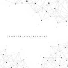 Poster - Geometric abstract background with connected line and dots. Graphic background for your design. Vector illustration.
