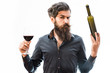 © be free - bearded man with red wine