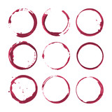 Red wine stains. Traces wine splashes set. Vector.